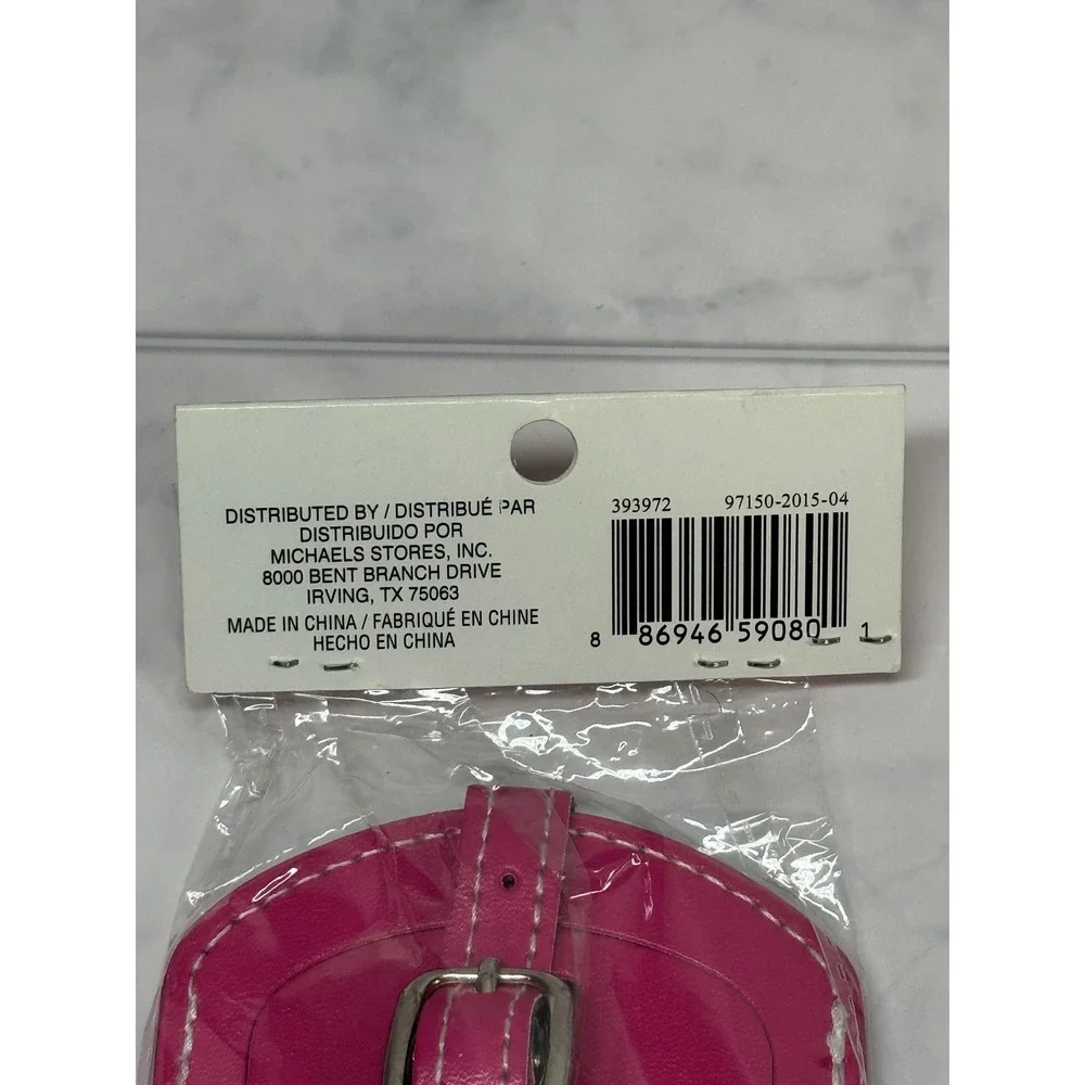 Celebrate It Mr and Mrs Luggage Tags Set 2pc Pink Black Gold Faux Leather NWT